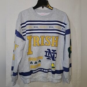 Mitchell & Ness Notre Dame Gray Irish Crewneck  Sweater